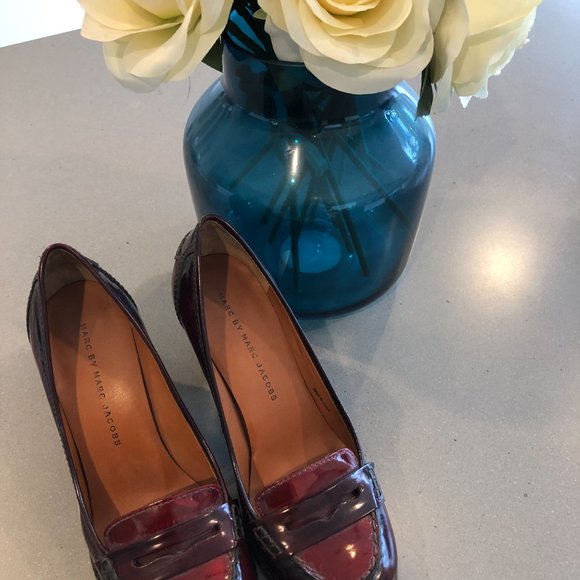 Marc Jacobs Red Brown Vintage style Patent Leather Block Heels Size 36 A… - Picture 9 of 11